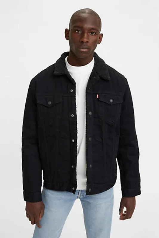 Levi's Veste Sherpa Trucker - Homme - Noir / Berk Sherpa - XS sold by Levi's
