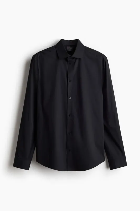 H&M - Slim Fit Shirt - Black sold by H&M