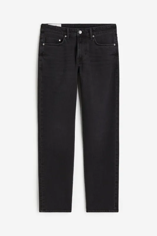 H & M - Straight Regular Jeans - Black sold by H&M