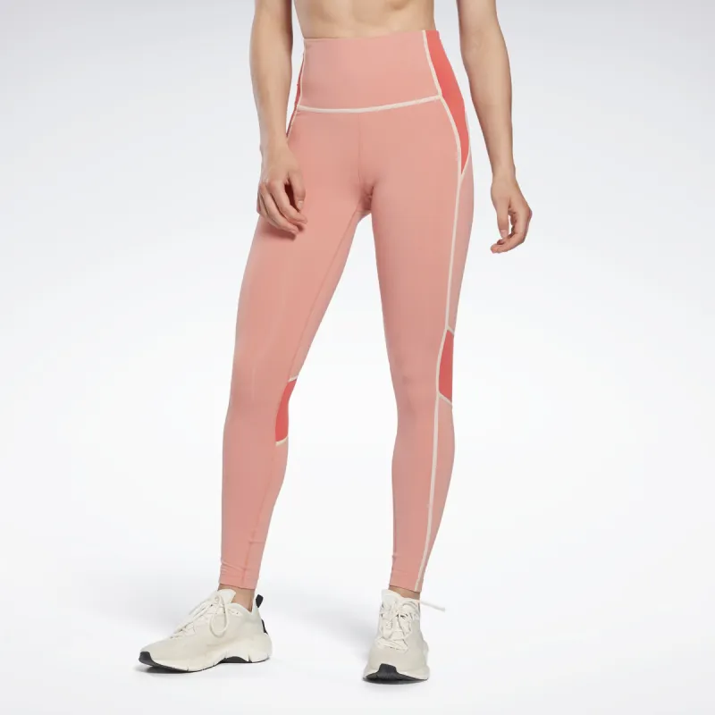 Reebok Apparel Women Lux High-Waisted Colorblock Leggings Cancor sold by Reebok