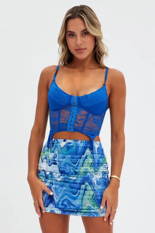 Multi Abstract Mini Skirt Bodycon Mesh sold by Ally Fashion