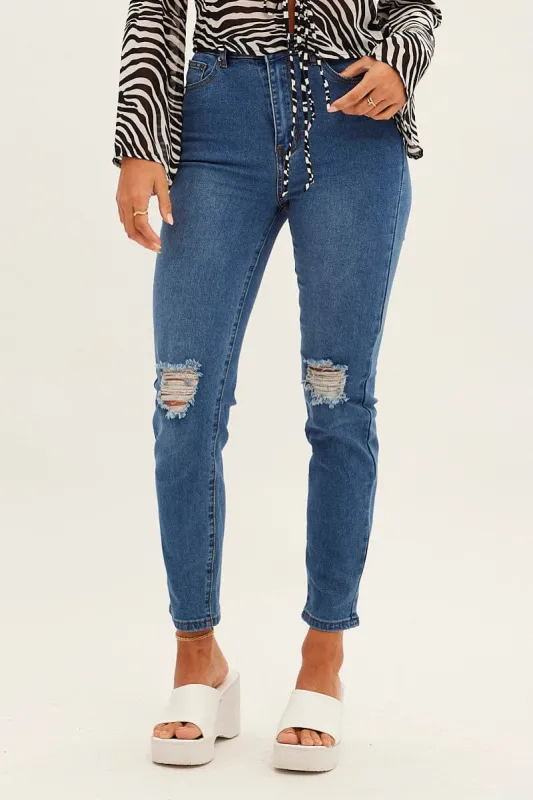 Denim Mom Jeans High Rise Stretch sold by Ally Fashion