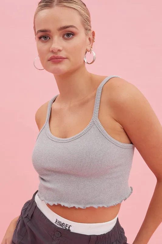 Grey Crop Singlet Top Round neck sold by Ally Fashion