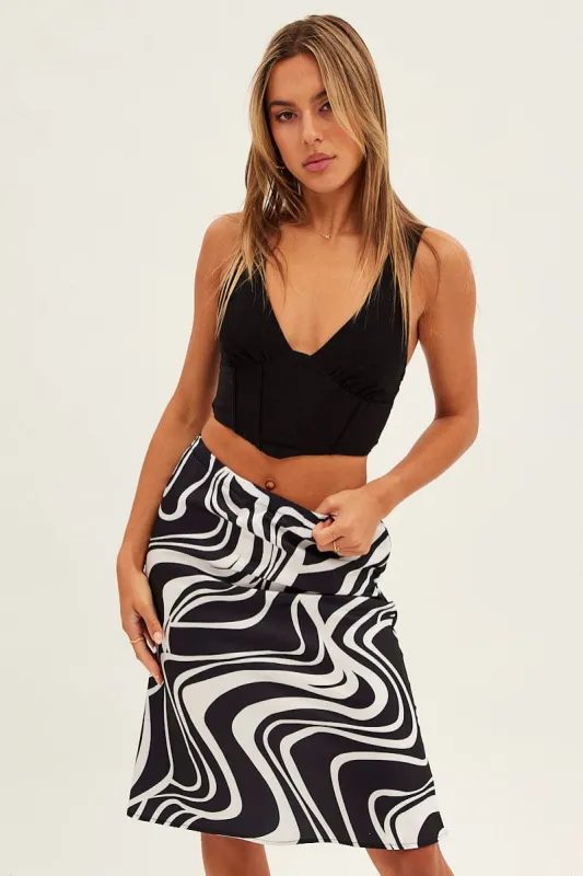 Brown Abstract Abstract Midi Skirt sold by Ally Fashion