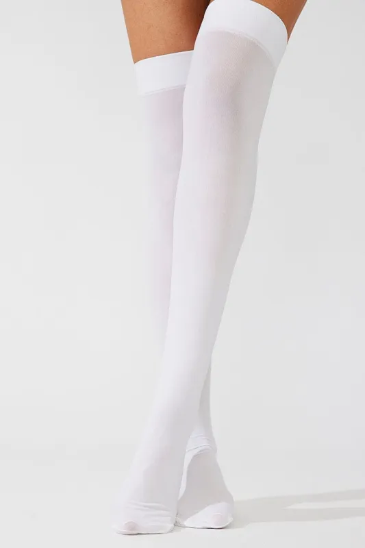 White Solid Over The Knee Socks sold by Ally Fashion