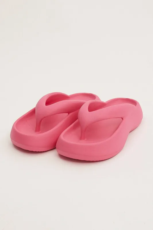 Pink Chunky Flat Slides sold by Ally Fashion