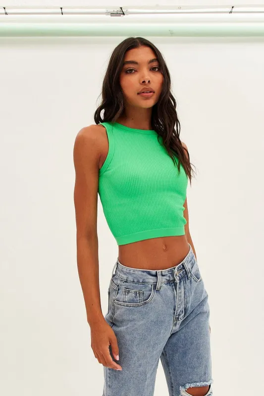 Green Tank Top Crew Neck Seamless sold by Ally Fashion