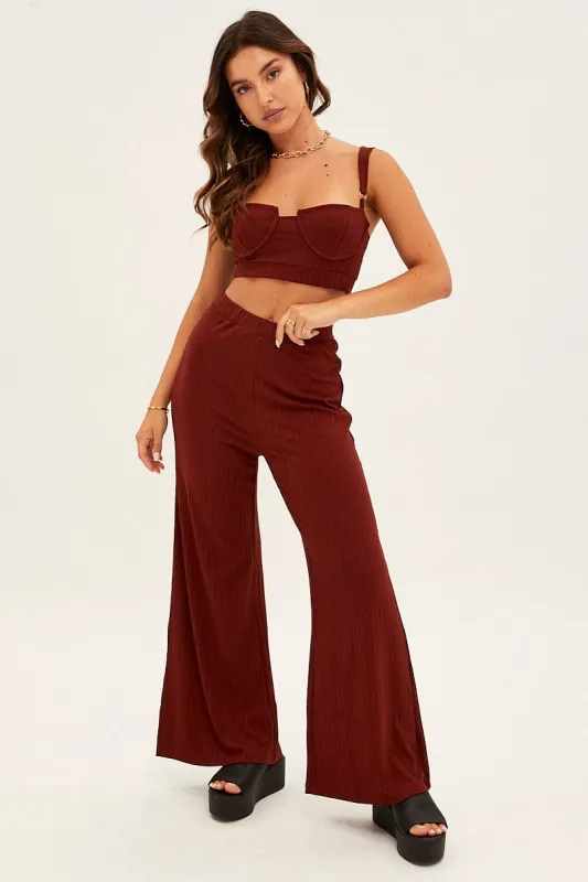 Brown Crop Bralette Loungewear Set sold by Ally Fashion