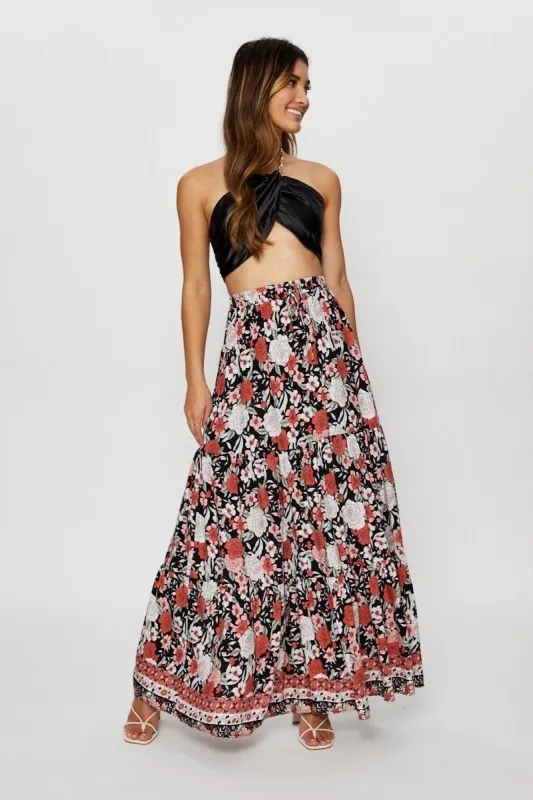 Boho Print Elastic Waist Maxi Skirt sold by Ally Fashion