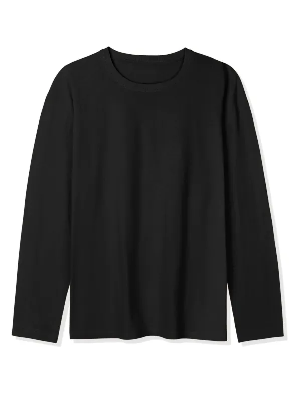 Men's Cotton Long Sleeves T-Shirt Casual Crew Neck Soft Basic Tee Tops sold by Allegra K