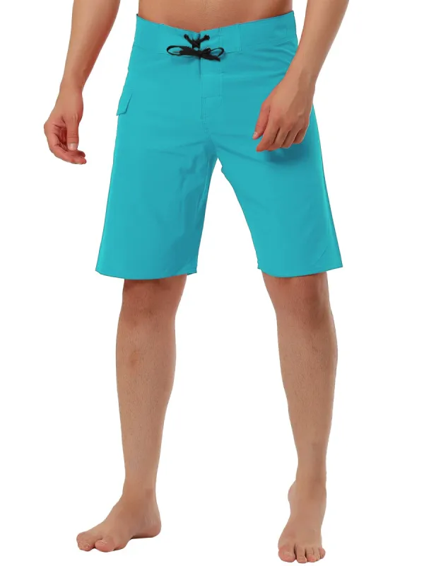 Men's Board Shorts Solid Color Elastic Waist Drawstring Beach Swimwear Shorts sold by Allegra K