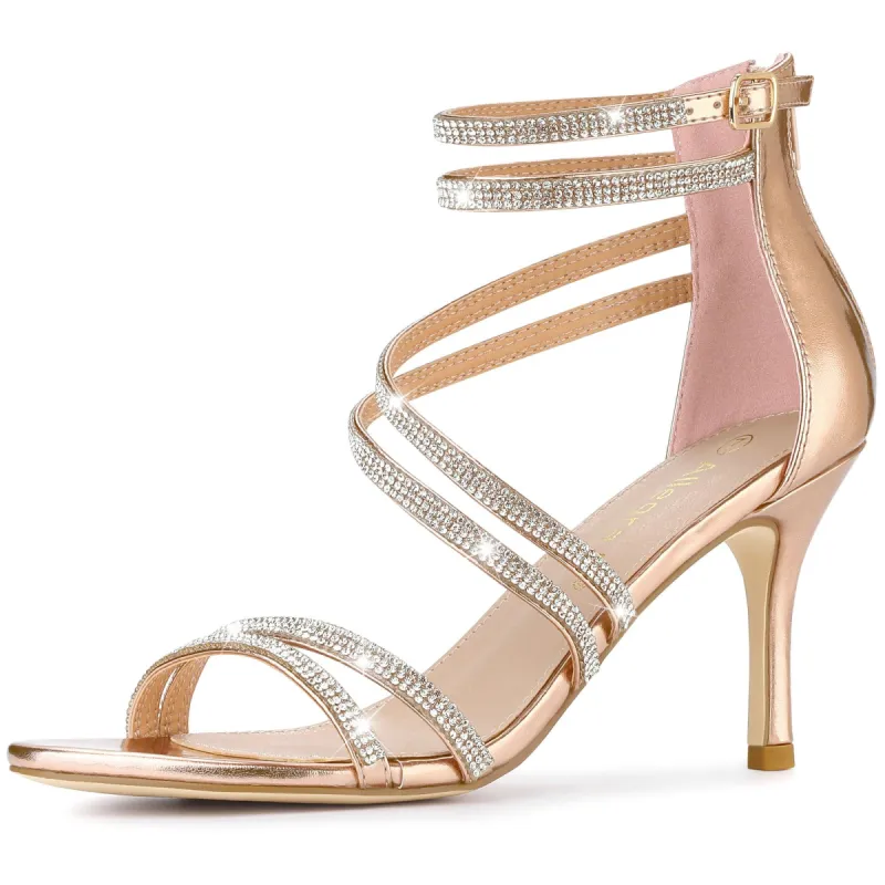 Women's Ankle Strap Rhinestone Stiletto Heels Sandals sold by Allegra K