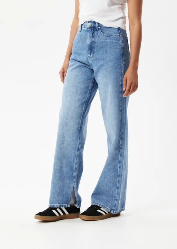 AFENDS Womens Bella - Hemp Denim Baggy Jeans - Worn Blue sold by Afends