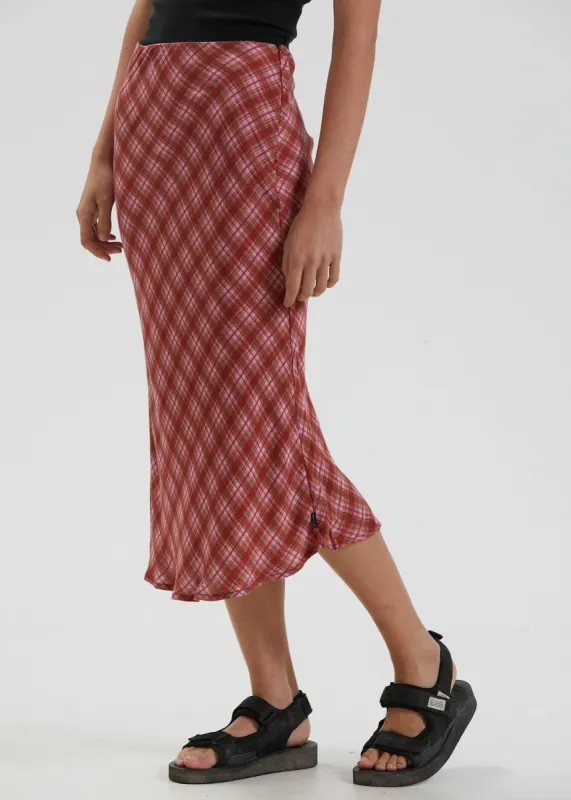 Afends Womens Janey - Recycled Midi Skirt - Red sold by Afends