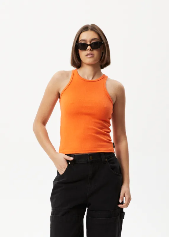 AFENDS Womens Pearly - Rib Singlet - Orange sold by Afends