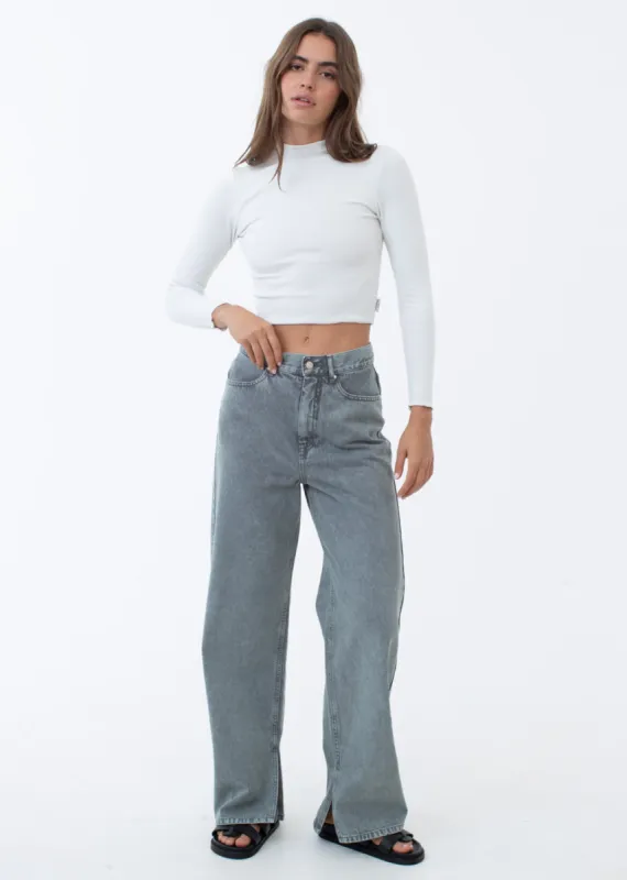AFENDS Womens Bella - Denim Baggy Jeans - Faded Steel sold by Afends