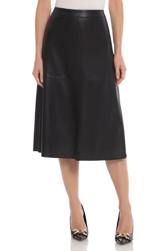 Faux Leather A-Line Midi Skirt sold by Avec Les Filles