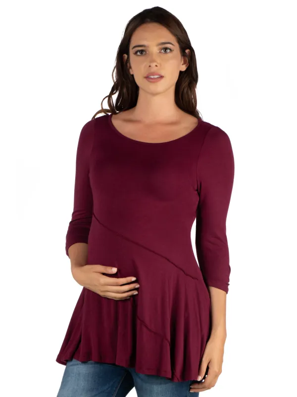 Ruched Sleeve Swing Maternity Tunic Top sold by 24/7 Comfort Apparel