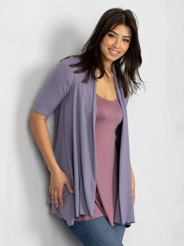 Loose Fit Open Front Cardigan with Half Sleeve sold by 24/7 Comfort Apparel