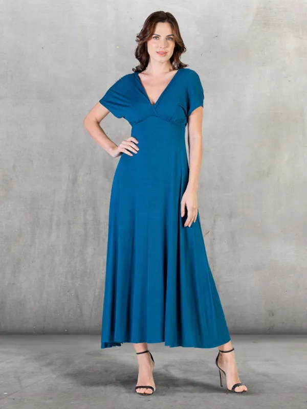 Womens Cap Sleeve V Neck Maxi Dress sold by 24/7 Comfort Apparel