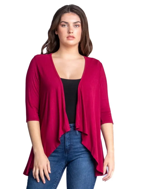 Elbow Length Sleeve Open Cardigan sold by 24/7 Comfort Apparel