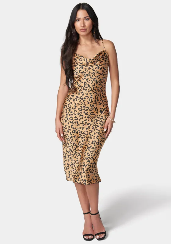 Printed Satin Midi Dress sold by Bebe