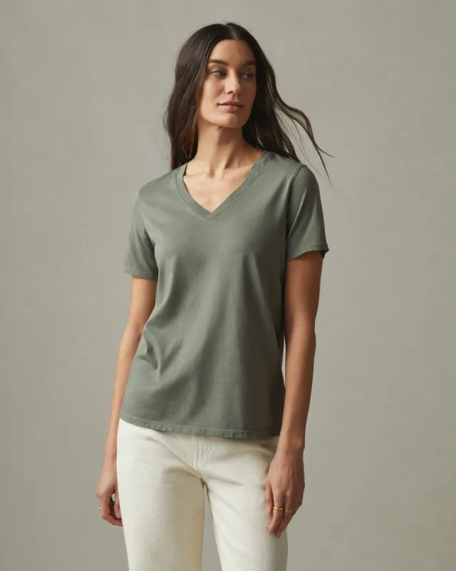Women's Classic Cotton V-Neck Tee - Mulled Basil sold by American Giant