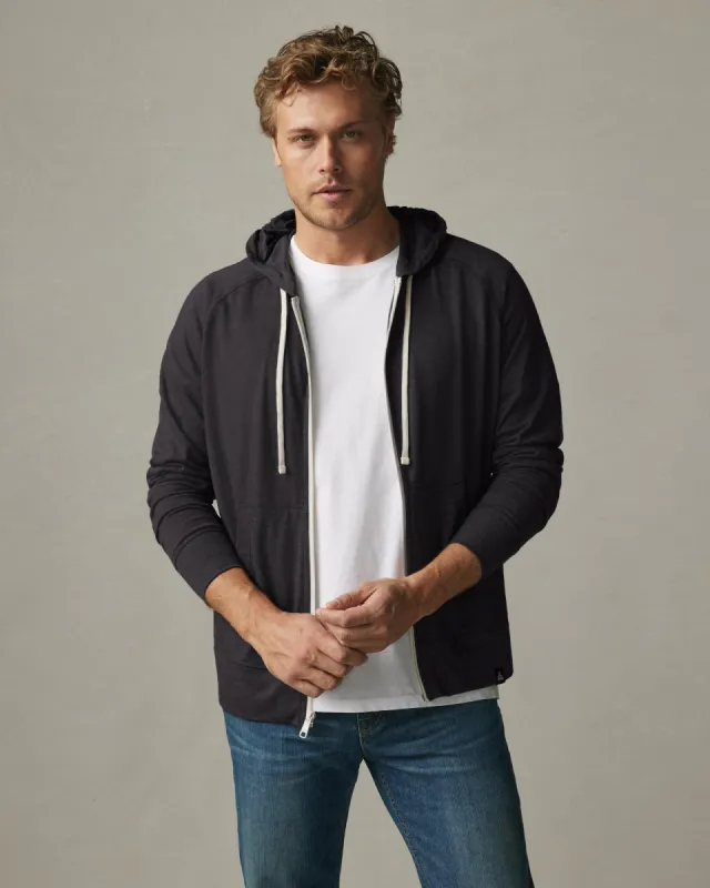 Men's Lightweight Full Zip - Black Solid sold by American Giant