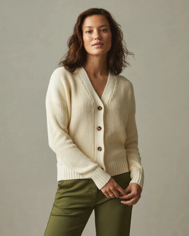 Chunky Cotton Cardigan - Creme sold by American Giant