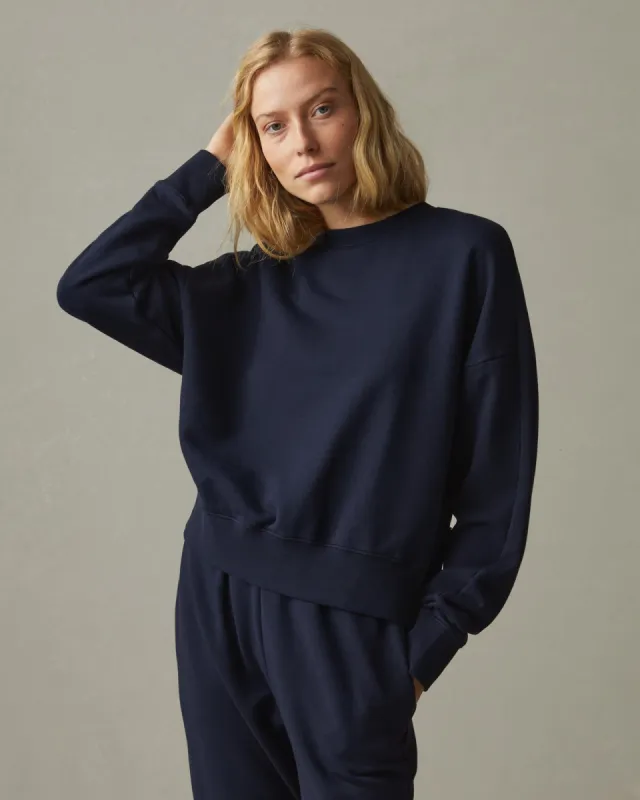 Women's Premium Midweight Oversized Crew - Dress Navy sold by American Giant