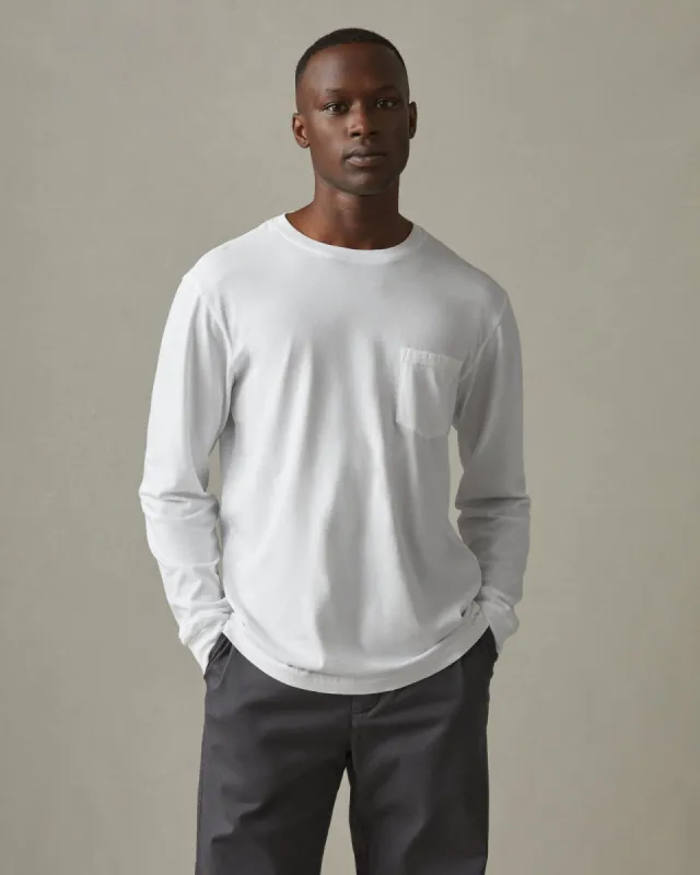 Classic Cotton Crew Tee Long Sleeve - White sold by American Giant