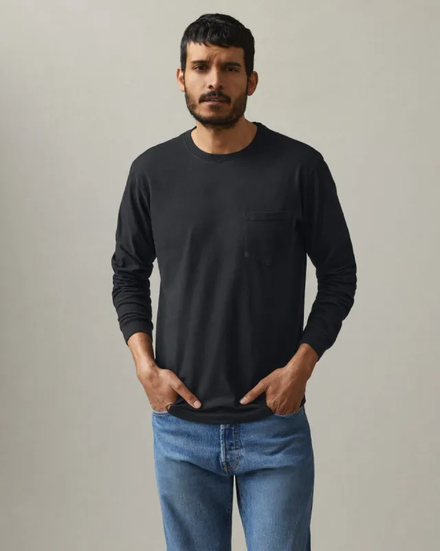 Classic Cotton Crew Tee Long Sleeve - Black sold by American Giant