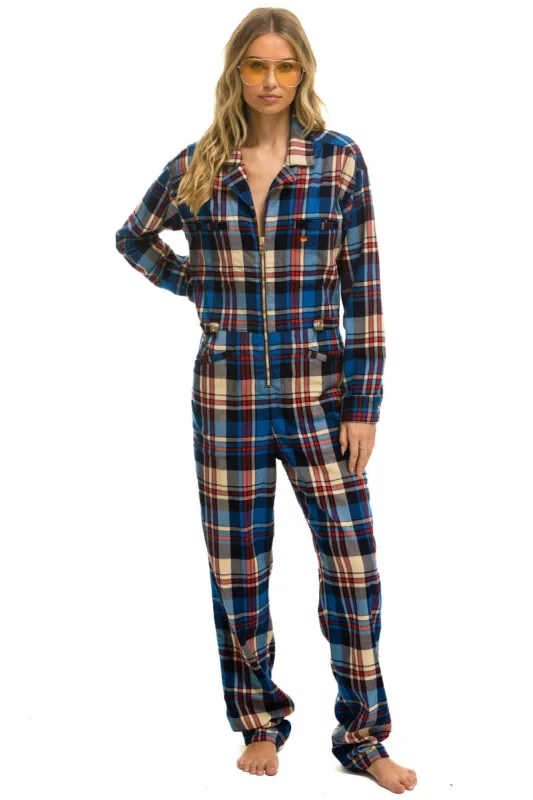 UNISEX PLAID FLIGHT SUIT - PATRIOT PLAID sold by Aviator Nation