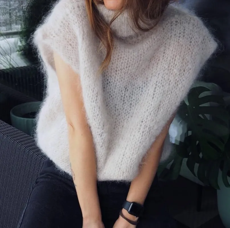 Gabriella Roll Neck Vest White - Sample sold by American Dream