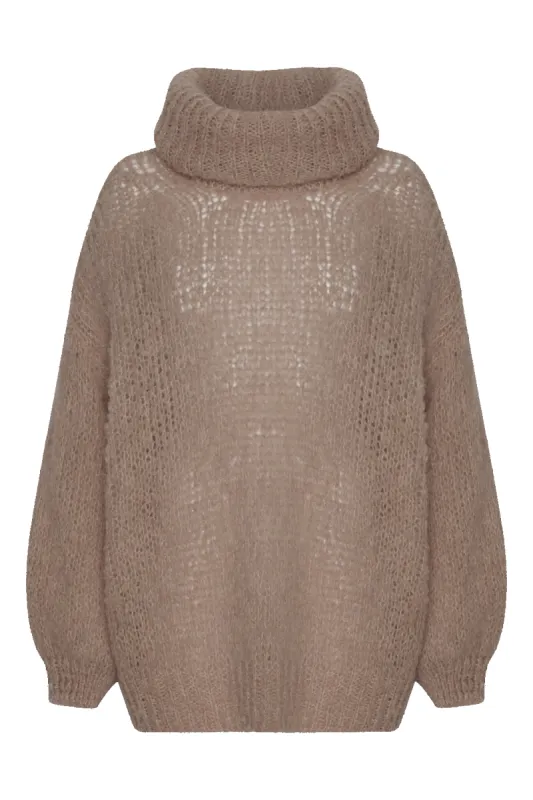 Pepper Roll Neck Alpaca Pullover Medium Brown sold by Americandreams