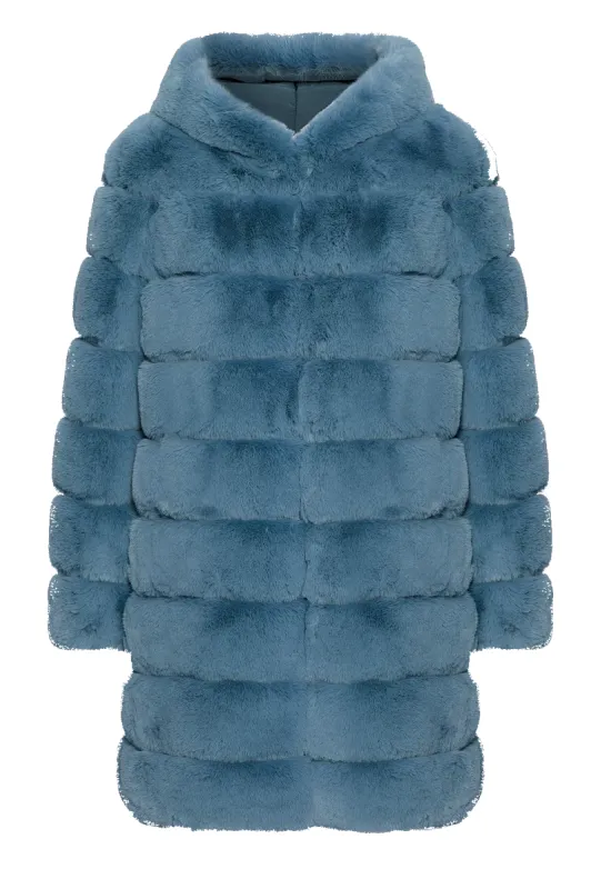 Blake Faux Fur Coat Long Teal Blue sold by Americandreams