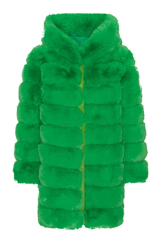 Blake Faux Fur Coat Long Emerald Green sold by Americandreams