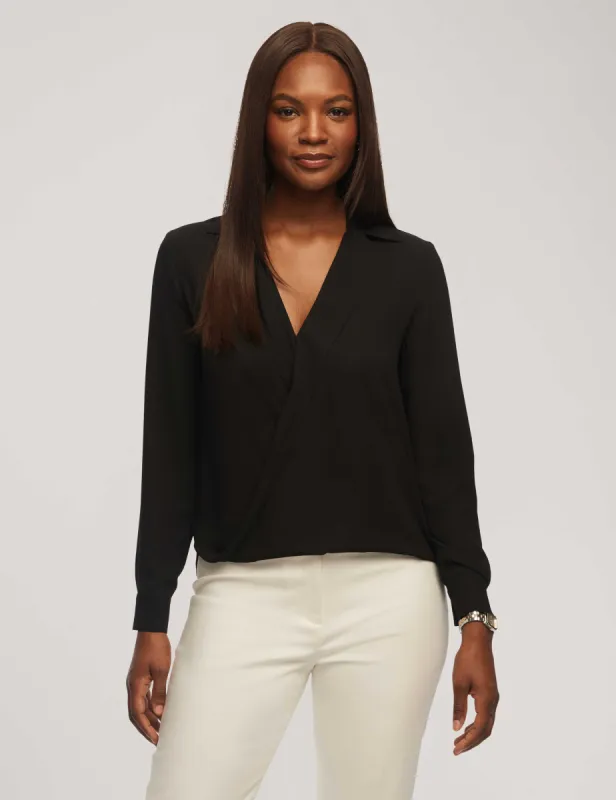 Long Sleeve Crossover Blouse With Collar sold by Anne Klein