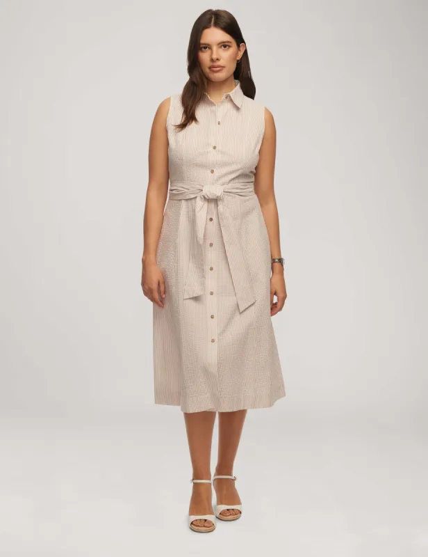 Seersucker Sleeveless Shirt Dress sold by Anne Klein