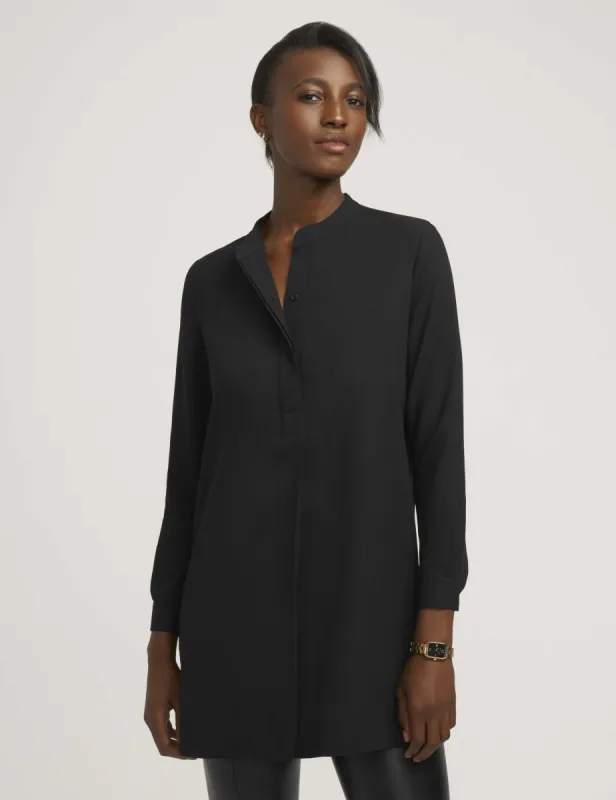 Petite Pop-Over Blouse With Covered Placket And Side Slits sold by Anne Klein