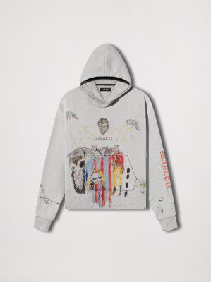 BLOOD 38' HOODIE - HEATHER GREY sold by AMIRI