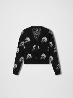 トップス WES LANG REPEAT SKULL CARDIGAN / BLACK Wes Lang Repeat Skull Cardigan Black | The Webster