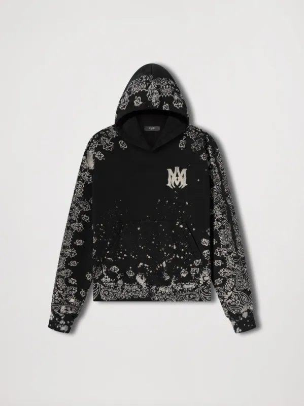 BANDANA BLEACH ALL OVER HOODIE - BLACK | Parallel