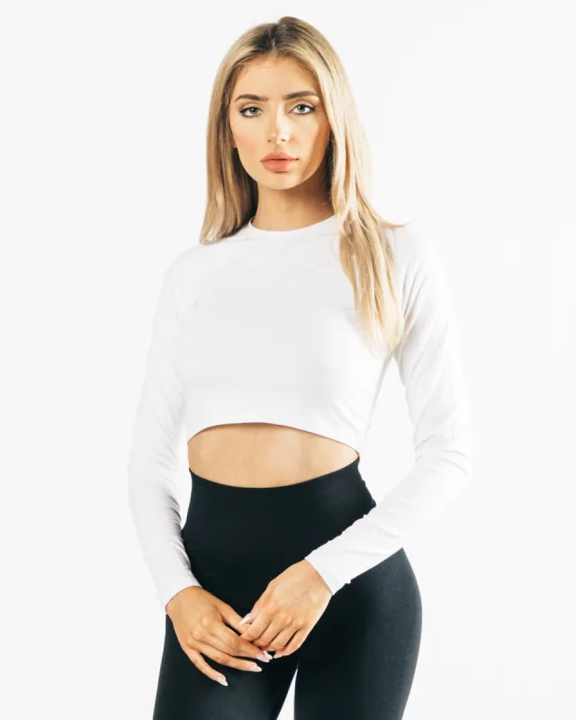 Premium Long Sleeve Crop - White sold by Alphalete