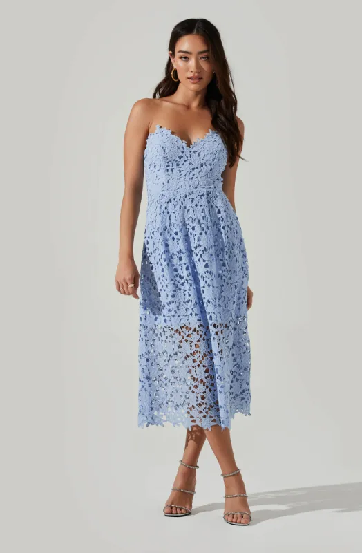 Anaya Strapless Lace Midi Dress sold by Astr