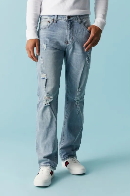 Distressed Light Wash Straight Leg Jean sold by Charlotte Russe