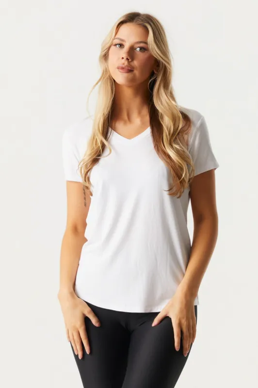 Relaxed V-Neck T-Shirt sold by Charlotte Russe