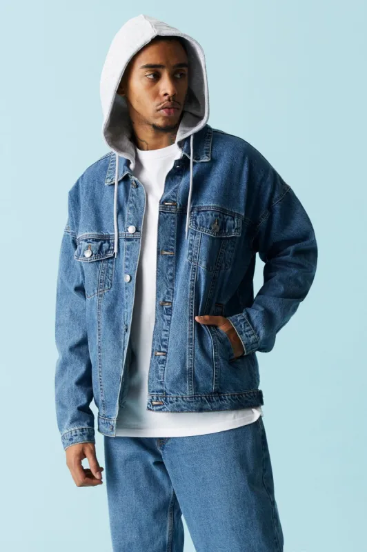 Removable Hood Denim Tracker Jacket sold by Charlotte Russe