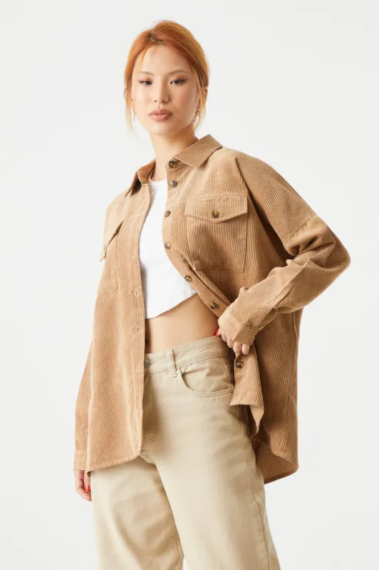 Oversized Corduroy Shirt sold by Charlotte Russe