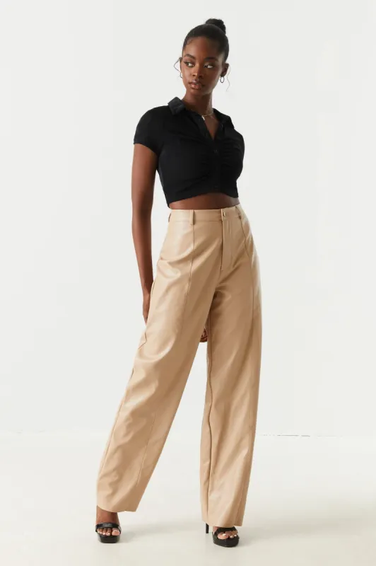 High-Rise Faux-Leather Wide Leg Pant sold by Charlotte Russe